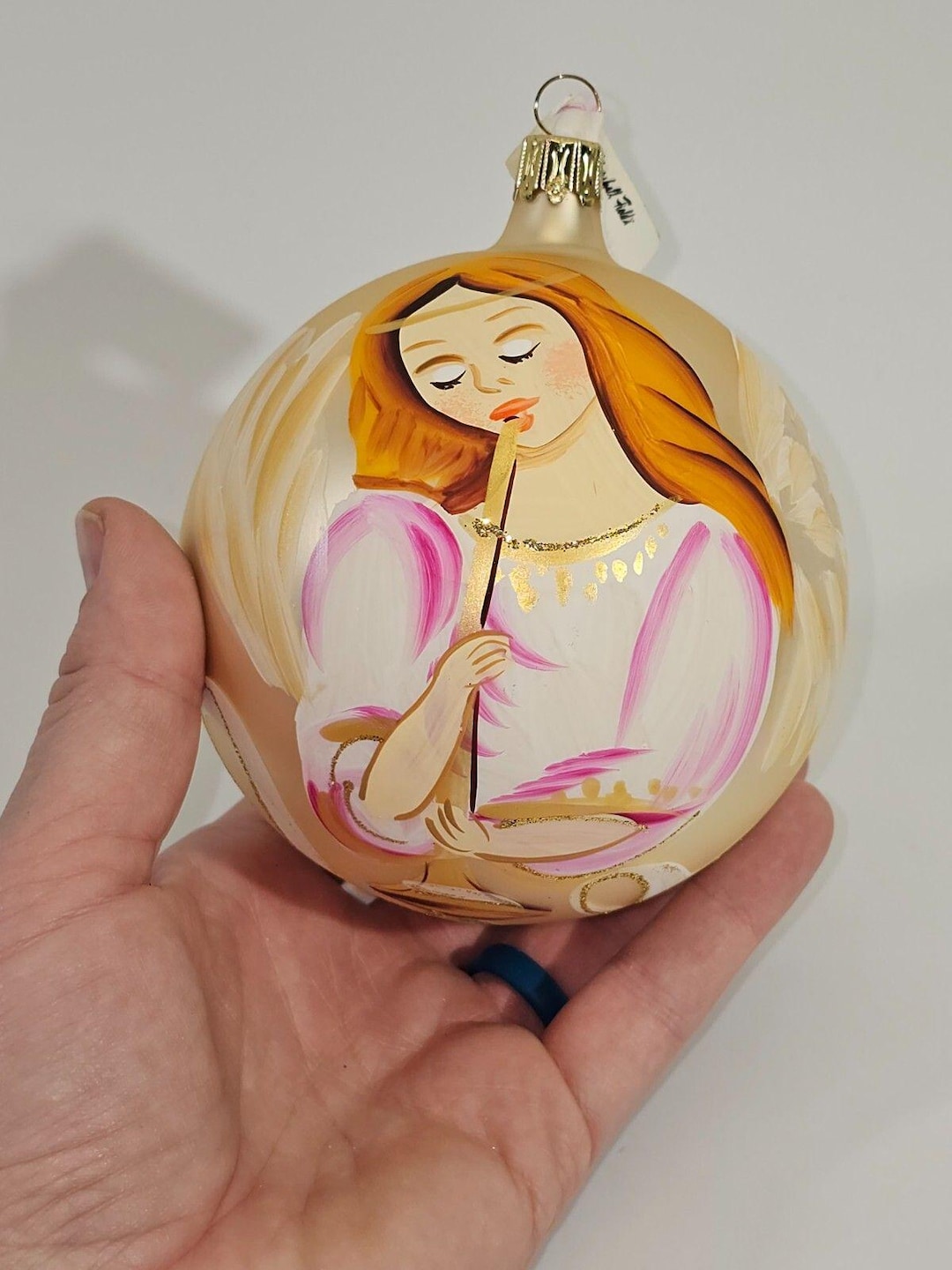 VINTAGE Italian Blown Glass Christmas Ornament Holiday Decor Ball Angel ...
