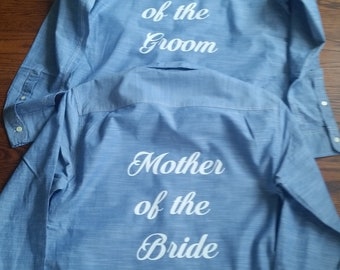 Chambray Slub Mother of the Bride Mother of the Groom Shirts Chambray Bridesmaid shirts  Chambray Bachelorette Party Shirts