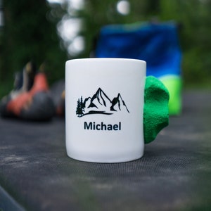 Custom climbing mug, custom design, rock climb, outdoor enthusiast, adventure gifts