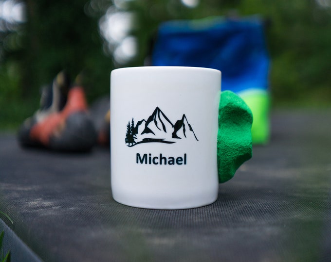 Custom climbing mug, custom design, rock climb, outdoor enthusiast, adventure gifts