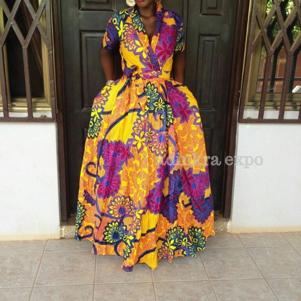 Kai Wrap dress/  African Print Dress/ Prom Dress/ Ankara Dress / Ankara Gown/ African dress