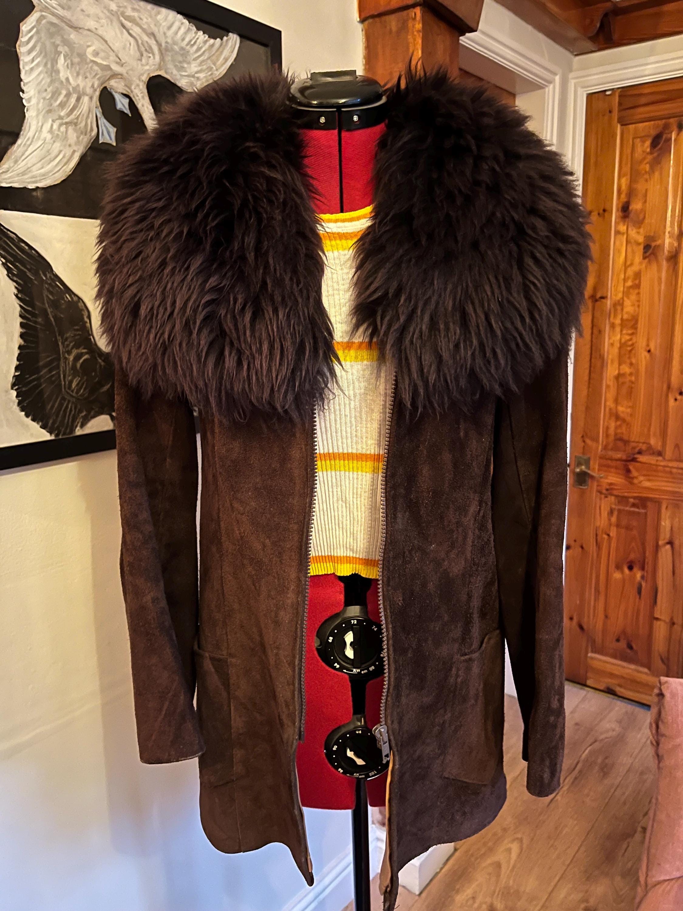 Suede Jacket Fur Collar Coat UK