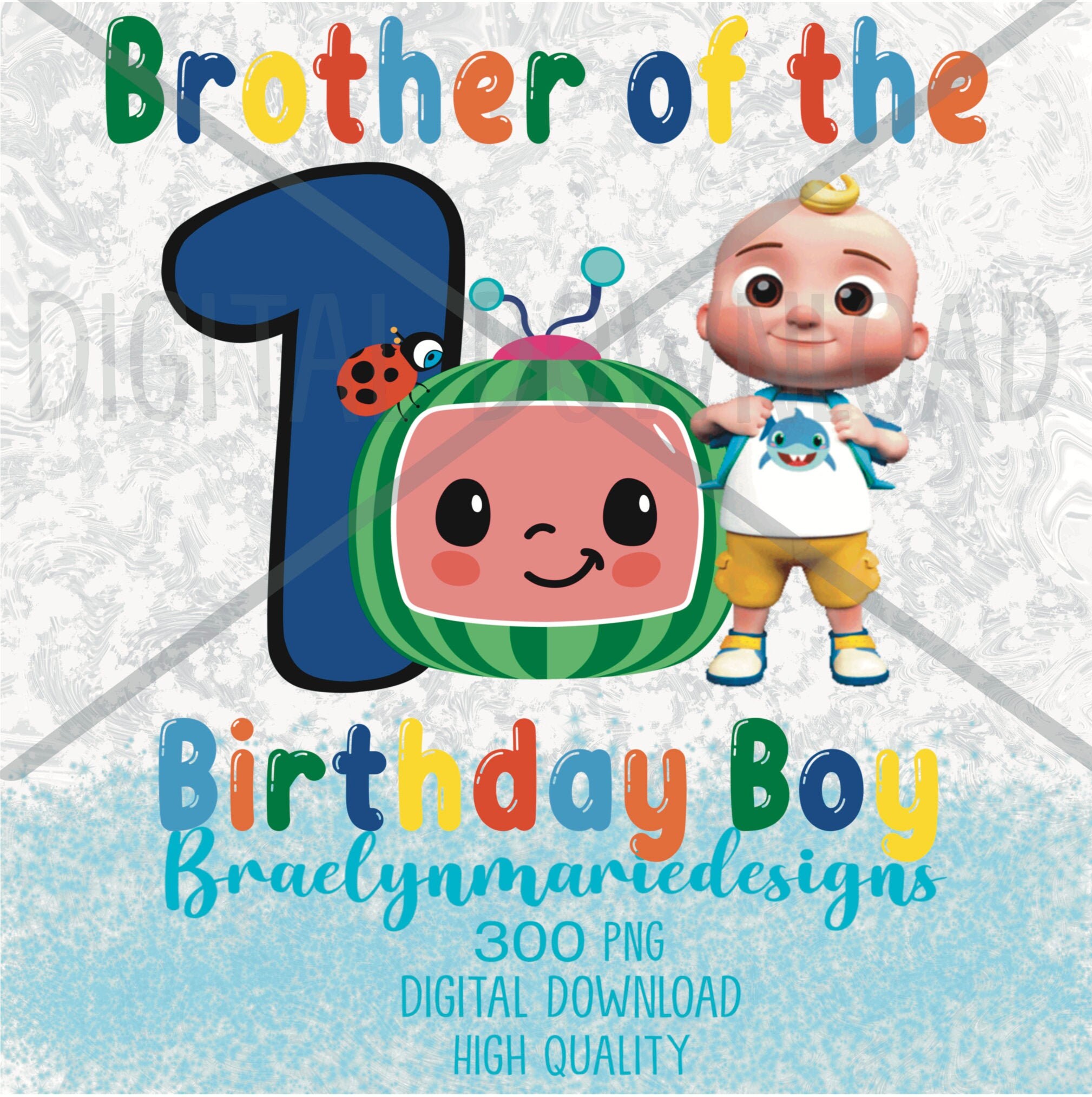 Jay Jay Cocomelon 1st Birthday Png Brother Of The Birthday Etsy