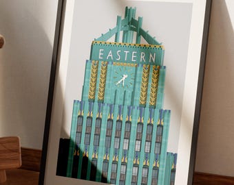 Art Deco Eastern Columbia Building Print: Los Angeles Skyscraper Illustration