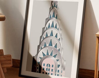 Chrysler Building Art Print: Art Deco Manhattan Skyscraper Illustration