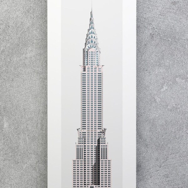 Chrysler Building - New York Architectuur Wall Art - Manhattan Wolkenkrabber Tekening - Geïllustreerde NYC Poster - Print - Art Deco