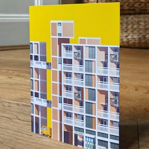 Tarjetas de felicitación brutalistas Sheffield Park Hill Flats - Paquete de ilustraciones Tarjeta en blanco A6 Brutalismo - Ilustrado - Hormigón Norte de Inglaterra