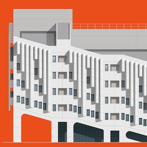 Leeds University Roger Stevens Building Brutalism Print - Illustrated Poster - Architecture Print - Wall Art - North England Brutalist