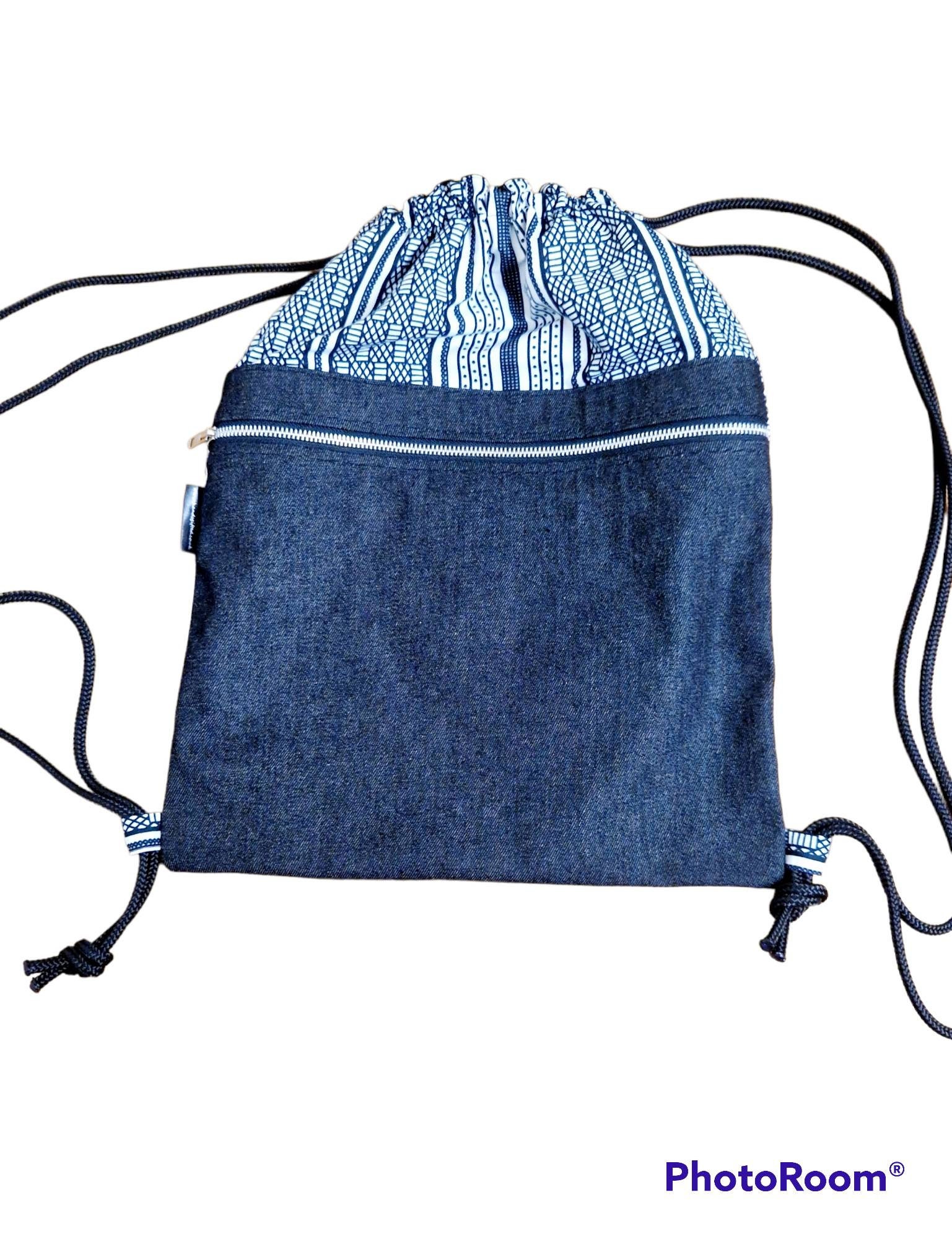 Denim Drawstring Bag - Etsy