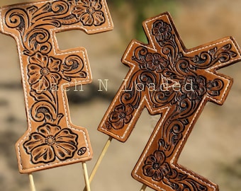 Custom tooled leather cake topper