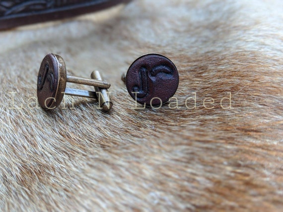 Custom Tooled Leather Brand Cuff Links