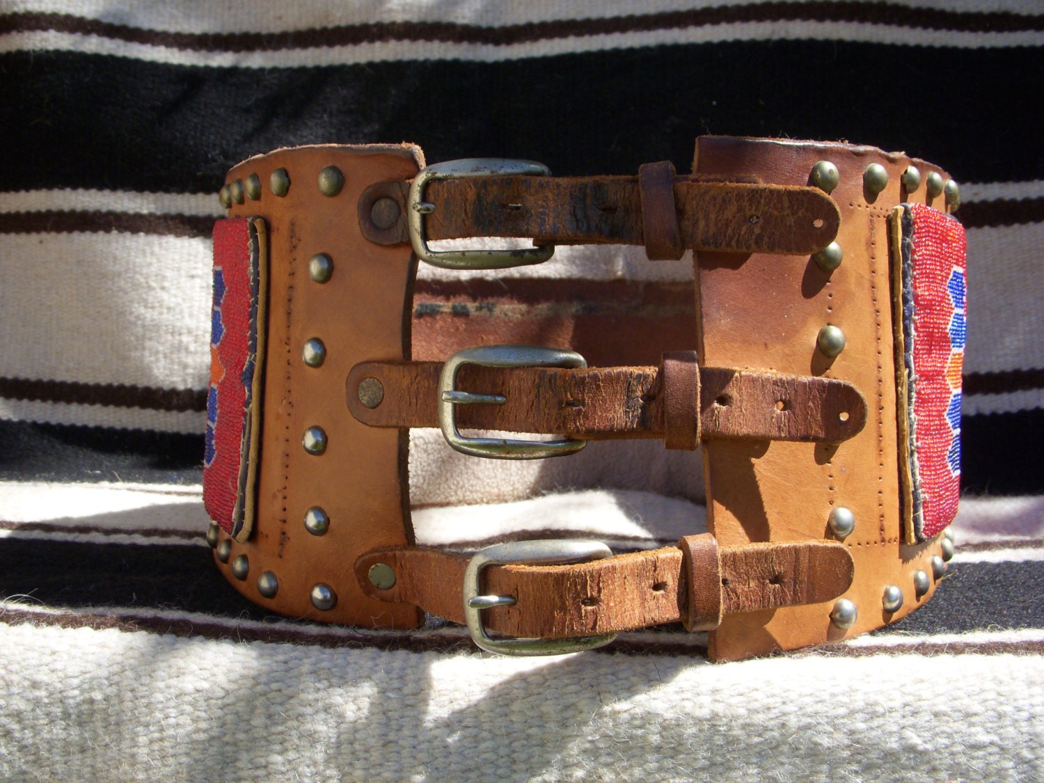 Vintage Native American Beaded Biker Kidney Belt