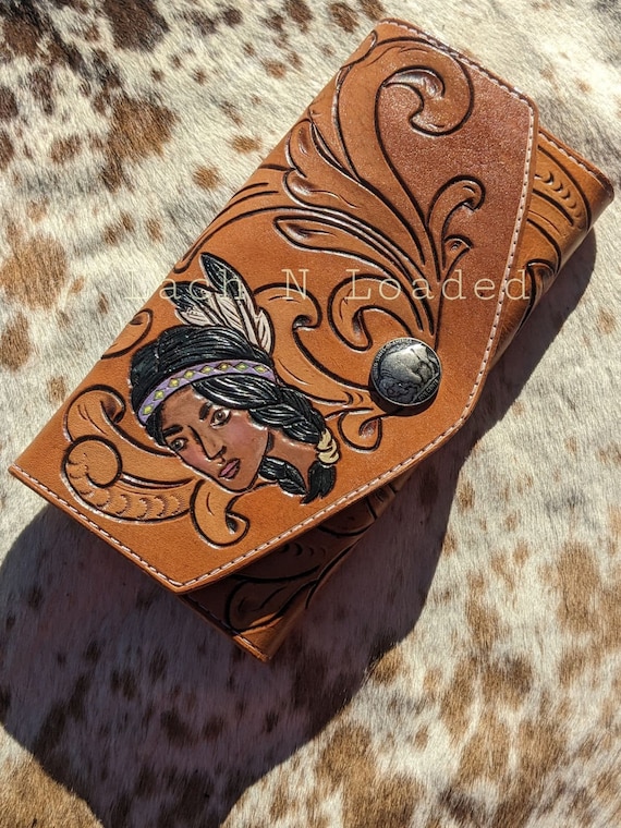 Ready to Ship Tooled Leather Clutch Wallet