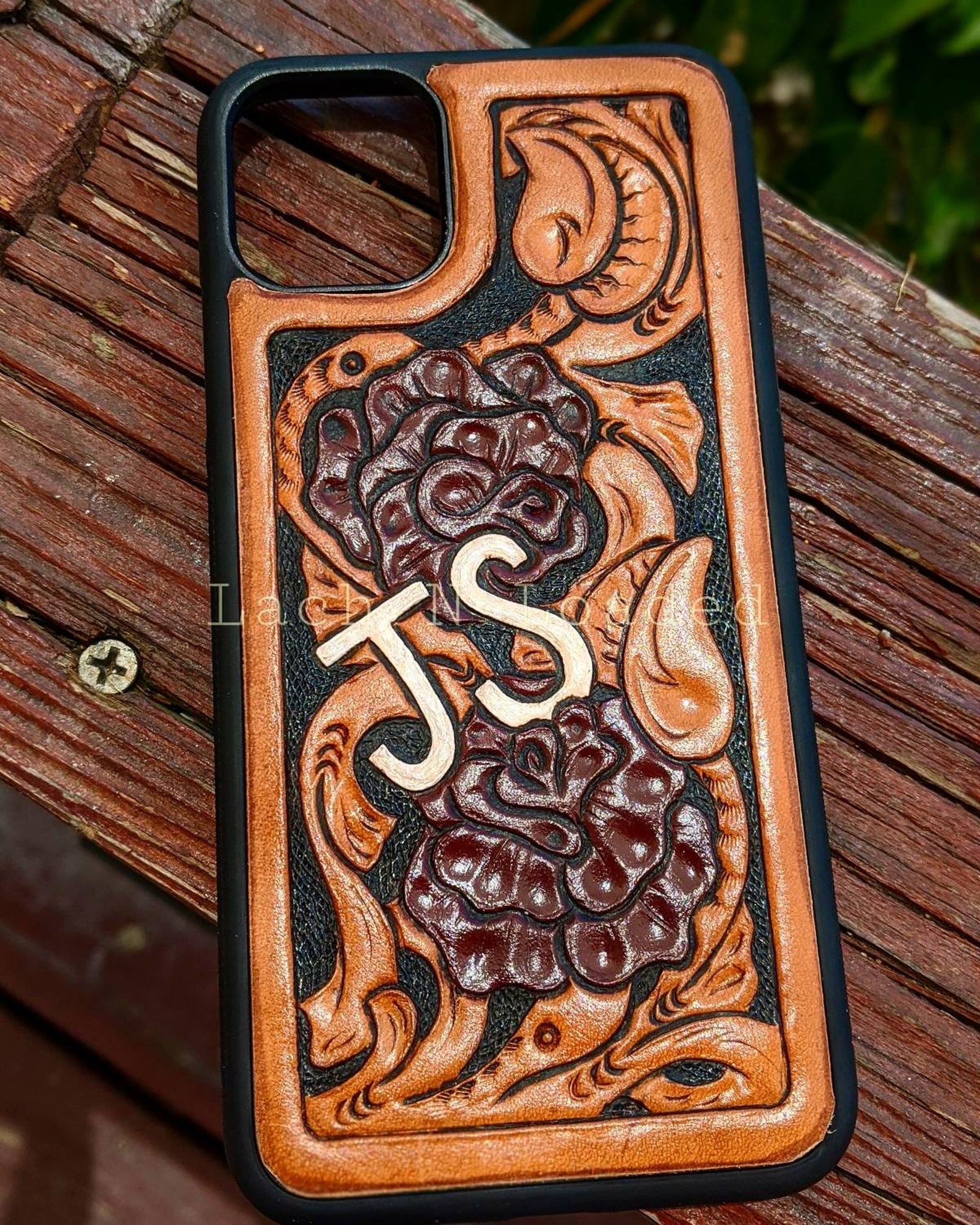Custom Tooled Leather Rose Phone Case - Etsy