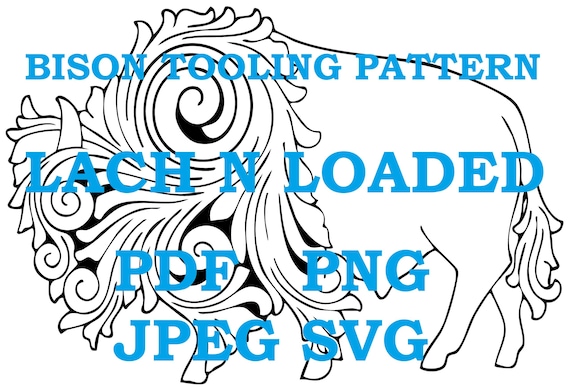 Leather Tooling Pattern Buffalo Silhouette Native American Floral Design Southwest Style Western Craft Supply SVG PNG Download Leather Art