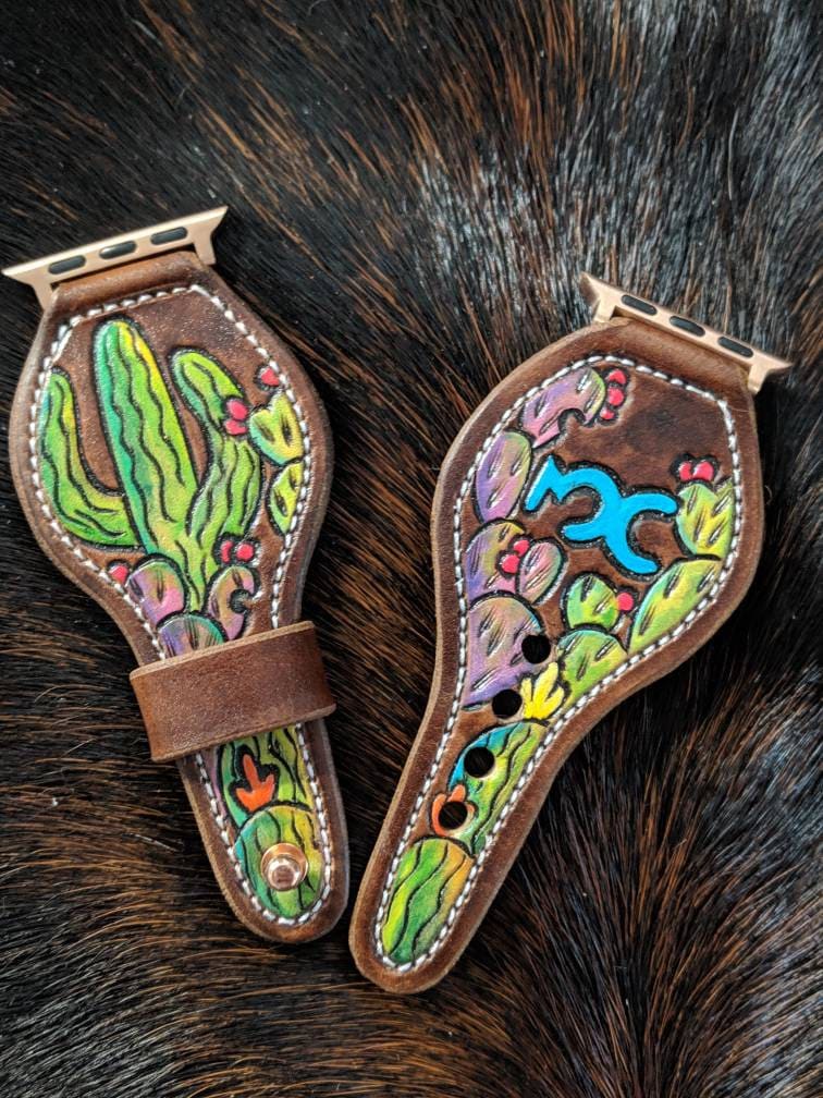 Custom Tooled Leather Apple Watch Band
