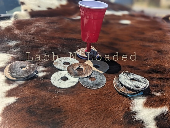 Cowhide wineglass tags set of 6