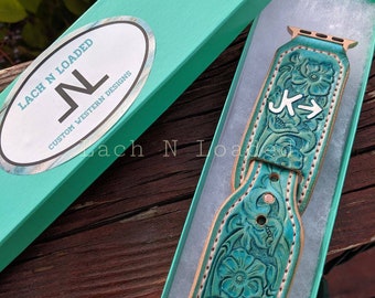 Custom Tooled Leather Apple Watchband