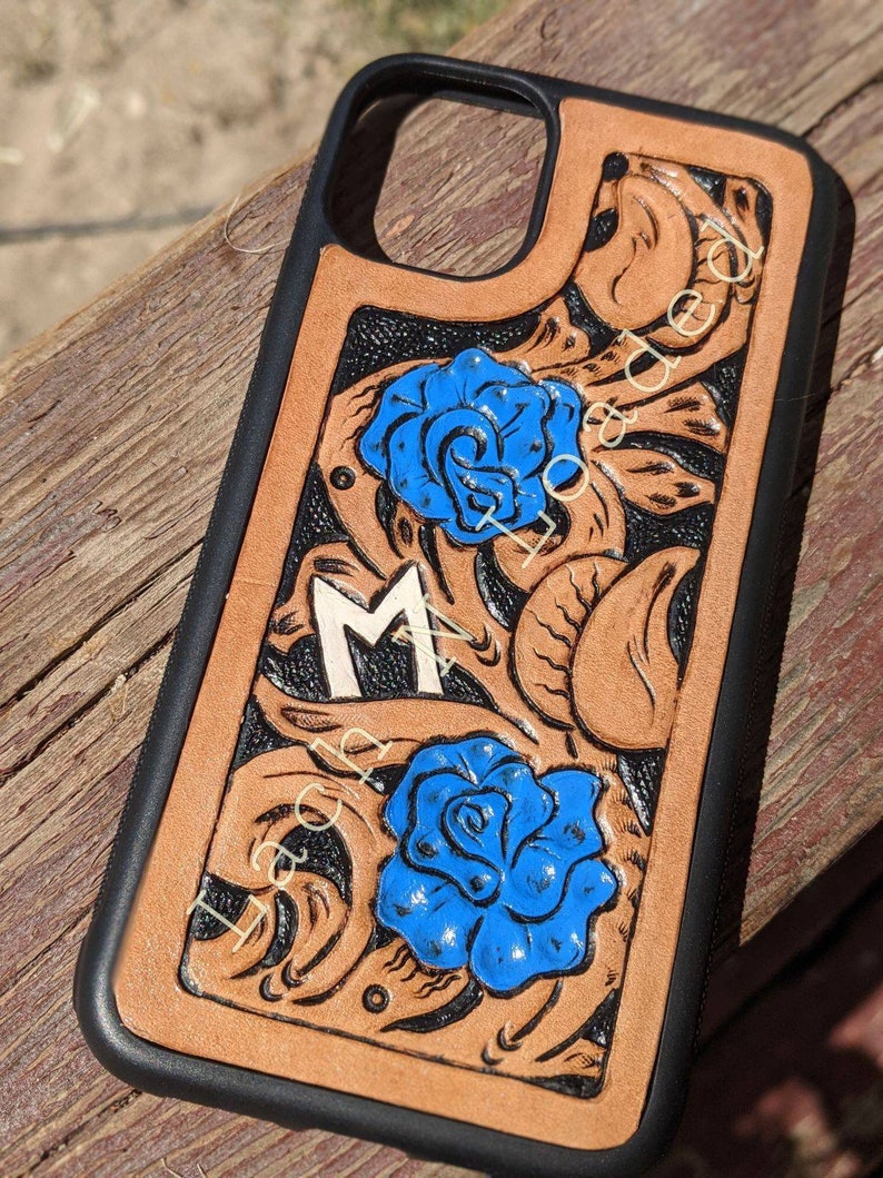 Custom Tooled Leather Rose Phone Case - Etsy