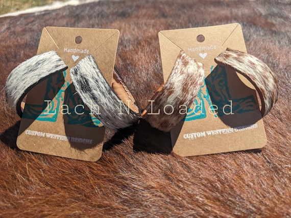Cowhide hoop leather earrings