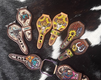 Custom Tooled Leather Apple Watch Band