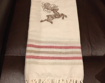 Embroidered Winter Dish Towel