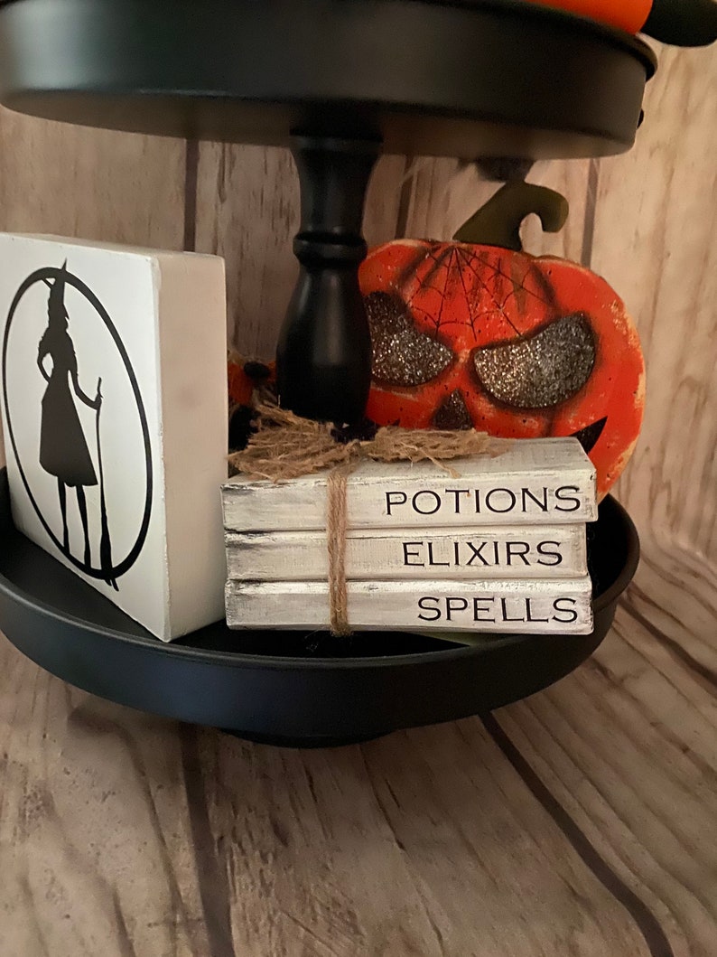 Halloween Faux Book Stack Halloween Decor Tiered Tray Etsy