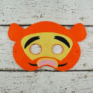 Bouncing Tiger Children&#39;s Felt Mask  - Costume - Theater - Dress Up - Halloween - Face Mask - Pretend Play - Party Favor