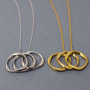 Tri Circle Necklace, Ring, Ring Necklace, Modern Necklace, Delicate Jewelry, Dainty Necklace, Circle Charm, Jewelry, Necklace, Gold, Silver image 1