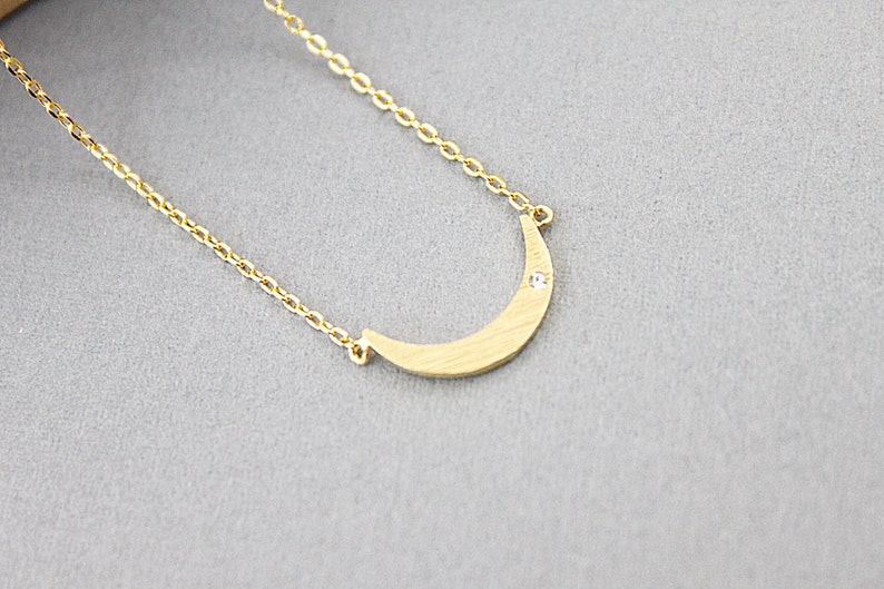 Tiny Crescent Moon Charm Necklace .simple and Modern Necklace. - Etsy