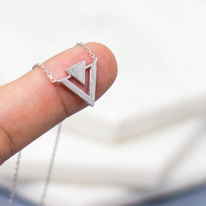 Triangle Necklace, Delicate Triangle Necklace, Dainty Minimal Triangle Outline Necklace, Simple Necklace, Gold, Silver image 7