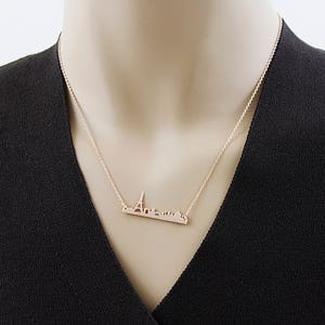 Rose Gold Paris Skyline Pendant Necklace, Paris Cityscape Necklace, Paris Necklace