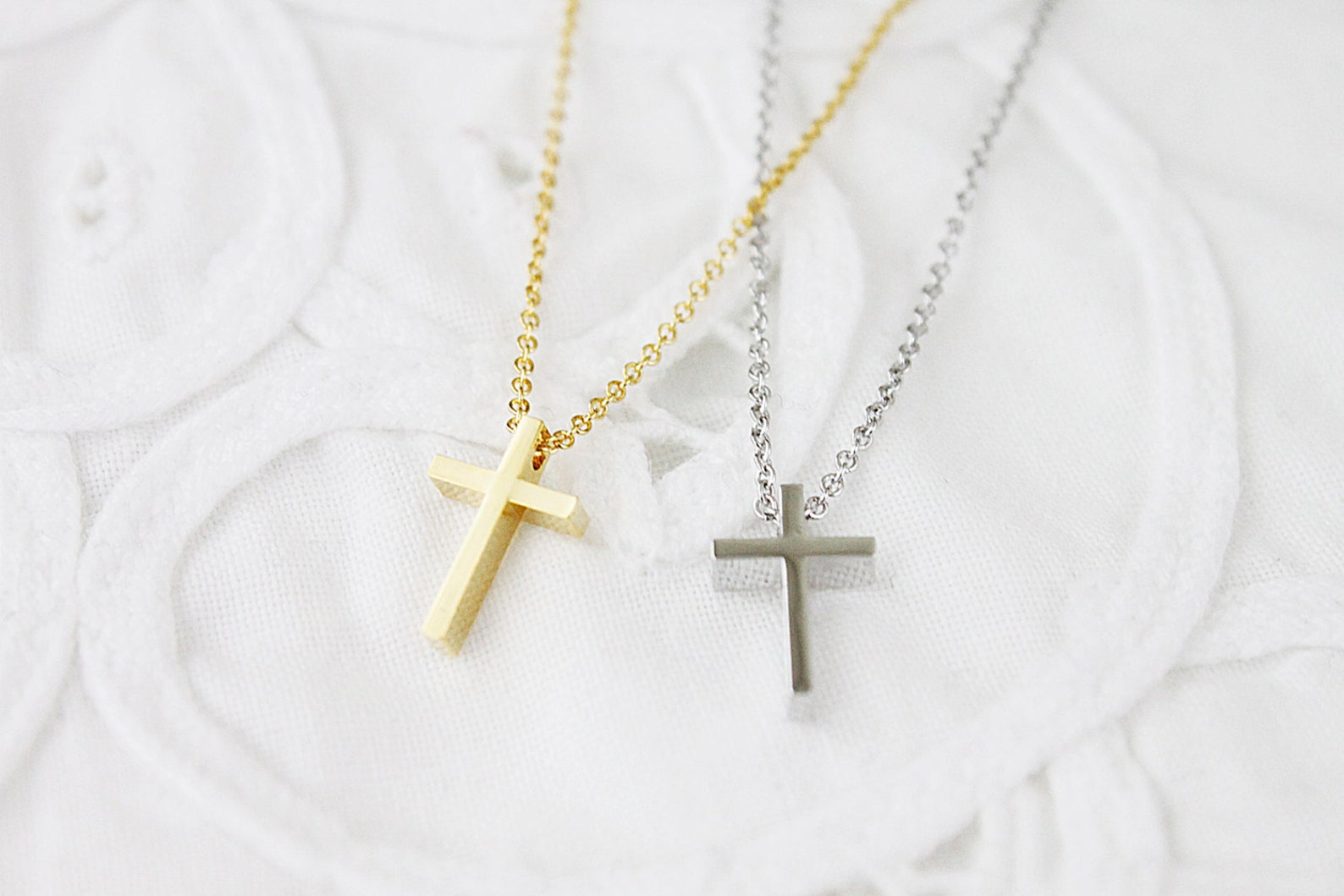 Tiny Cross Charm Necklace . Cross Necklace Simple and Modern Etsy