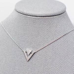 Triangle Necklace, Delicate Triangle Necklace, Dainty Minimal Triangle Outline Necklace, Simple Necklace, Gold, Silver image 4