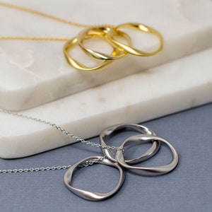 Tri Circle Necklace, Ring, Ring Necklace, Modern Necklace, Delicate Jewelry, Dainty Necklace, Circle Charm, Jewelry, Necklace, Gold, Silver image 6