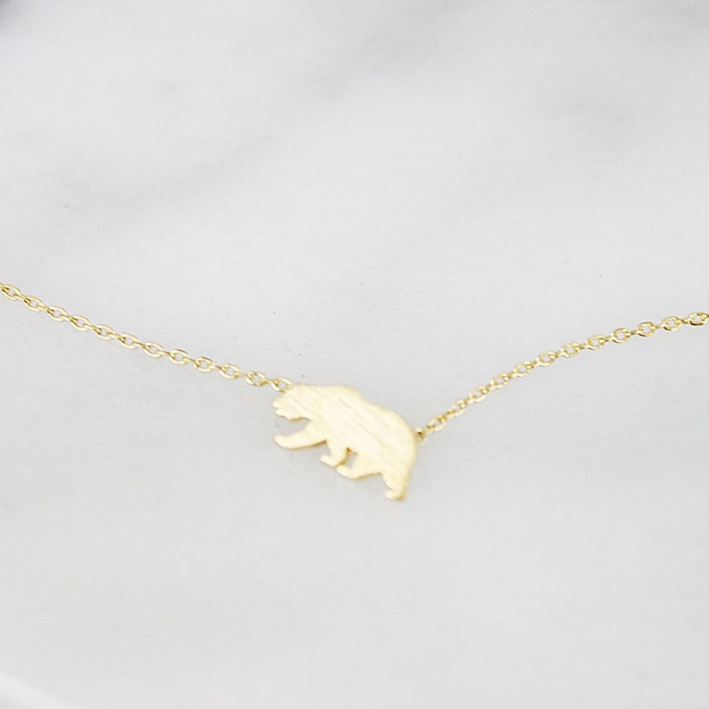 Tiny Gold Bear Pendant Necklace . Tiny Charm Necklace Dainty and Simple Necklace Birthday Gift image 2