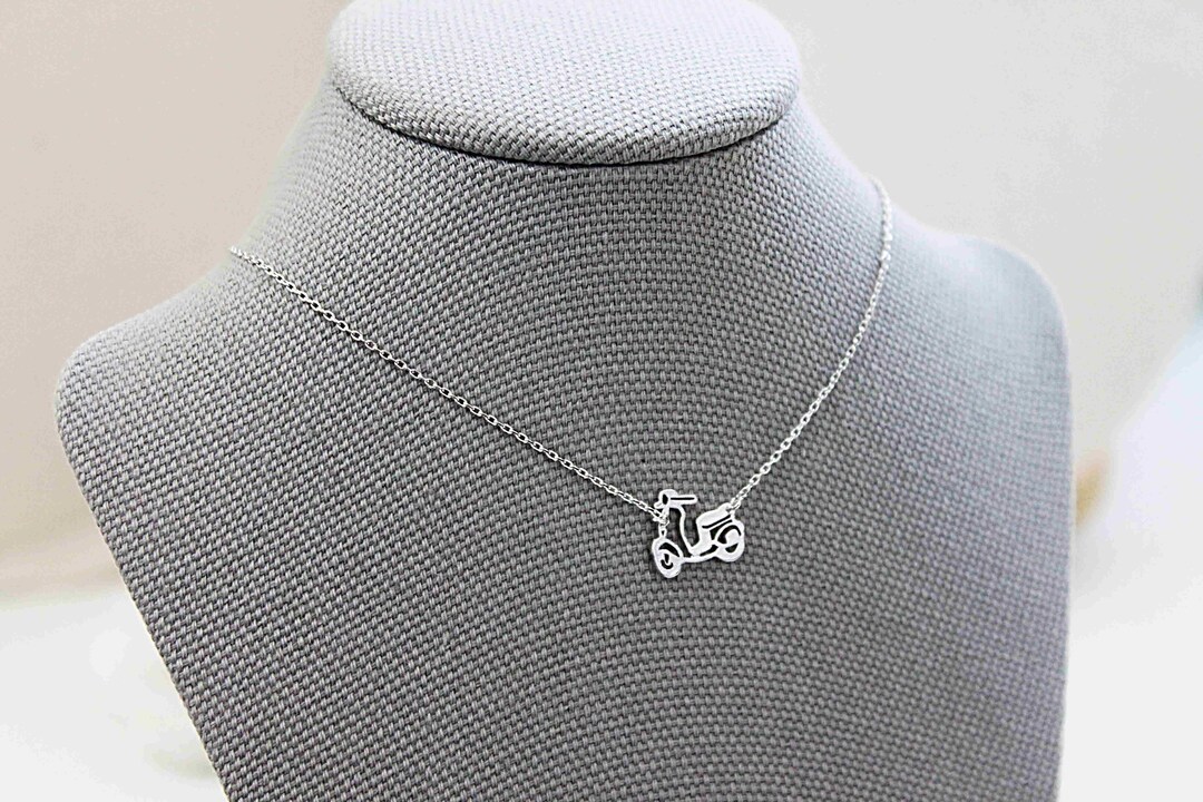 Silver scooter necklace Silver charm necklace Etsy.de