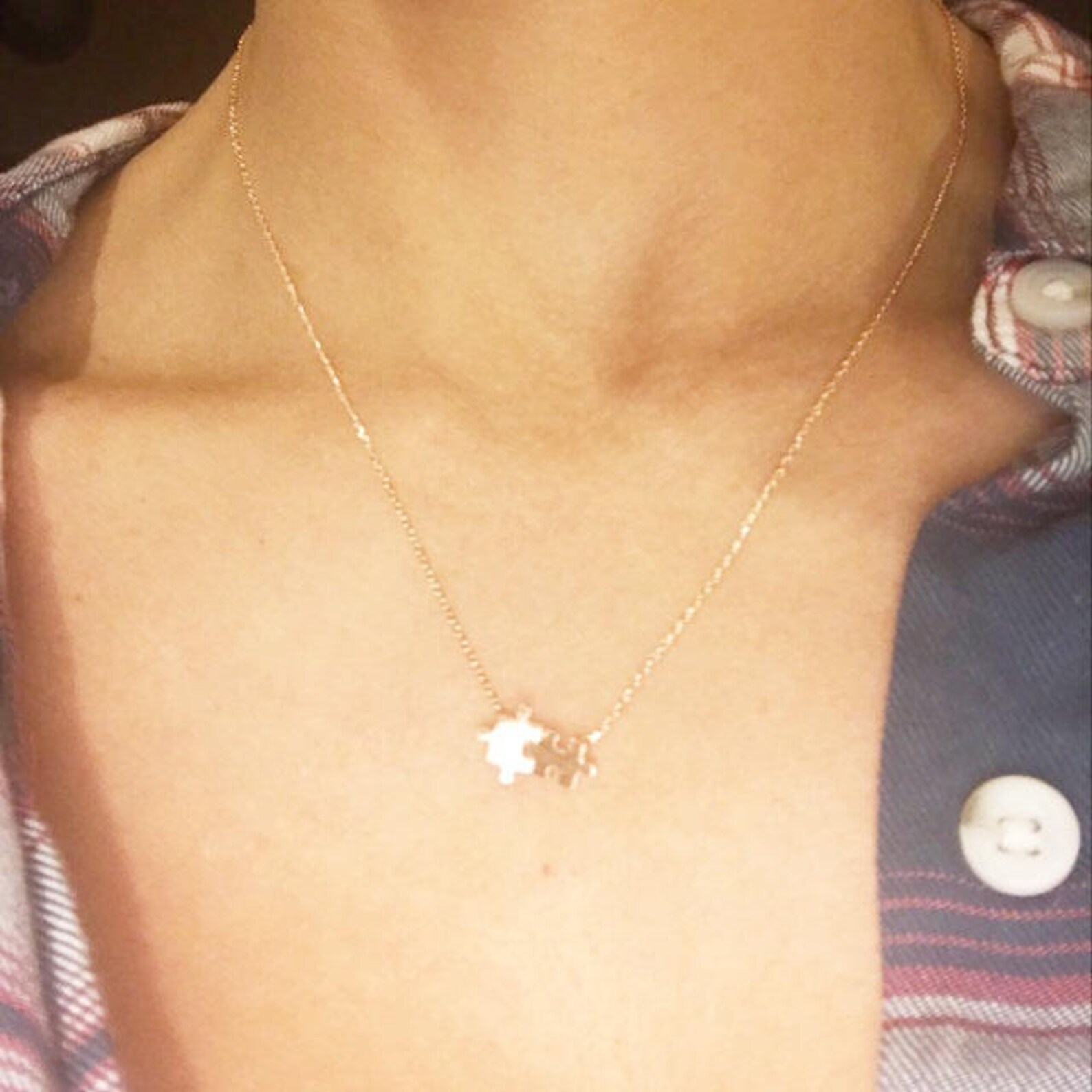 Gold Puzzle Necklace Puzzle Charm Necklace Dainty and Simple Etsy