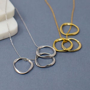 Tri Circle Necklace, Ring, Ring Necklace, Modern Necklace, Delicate Jewelry, Dainty Necklace, Circle Charm, Jewelry, Necklace, Gold, Silver image 5