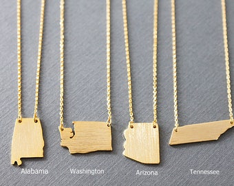 State Necklace Gold State Charm Necklace Dainty and Delicate Necklace Birthday Gift