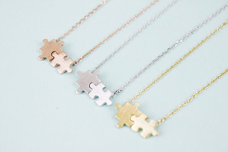 Gold puzzle necklace Puzzle Charm Necklace Dainty and Simple Etsy