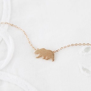 Tiny Gold Bear Pendant Necklace . Tiny Charm Necklace Dainty and Simple Necklace Birthday Gift image 4