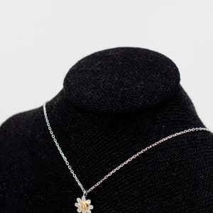 Flower charm necklace, Silver, Gold, Rose gold, Dainty necklace, Jewelry, Necklace, Flower, Birthday gift, Tiny charm necklace, Pendant image 2