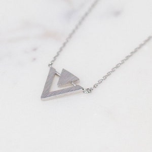 Triangle Necklace, Delicate Triangle Necklace, Dainty Minimal Triangle Outline Necklace, Simple Necklace, Gold, Silver image 5