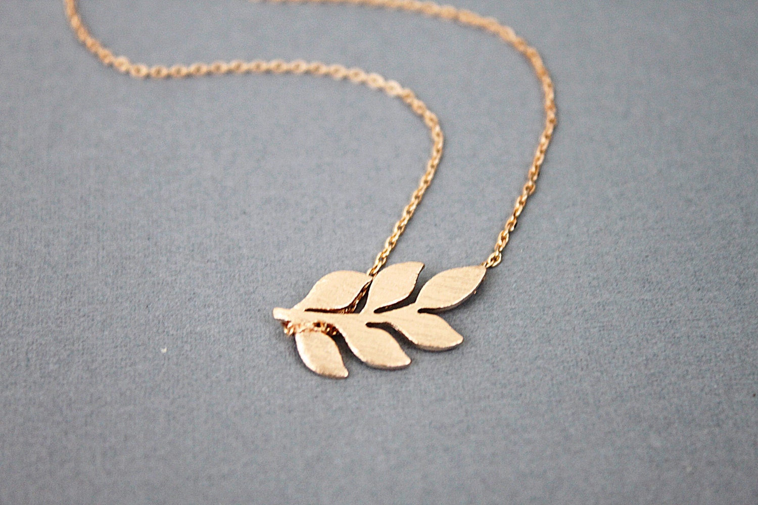 Tiny Rose Gold Leaf Charm Necklace Girls Necklace Rose Gold | Etsy