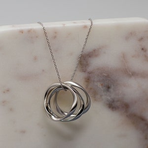 Tri Circle Necklace, Ring, Ring Necklace, Modern Necklace, Delicate Jewelry, Dainty Necklace, Circle Charm, Jewelry, Necklace, Gold, Silver image 4