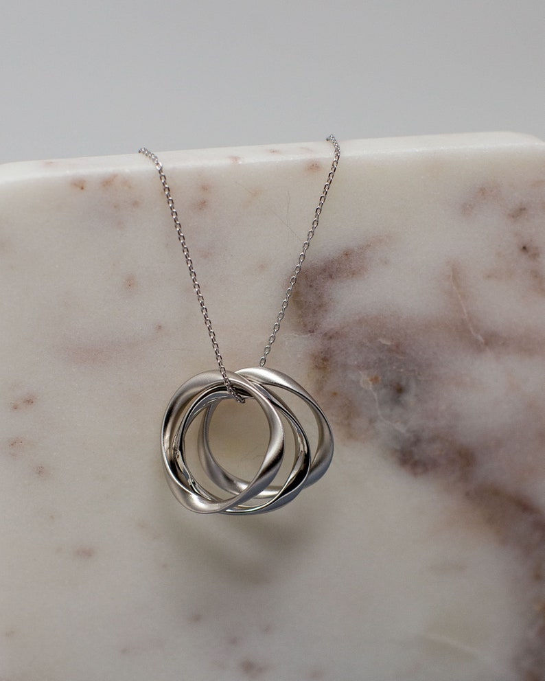 Tri Circle Necklace, Ring, Ring Necklace, Modern Necklace, Delicate Jewelry, Dainty Necklace, Circle Charm, Jewelry, Necklace, Gold, Silver image 4