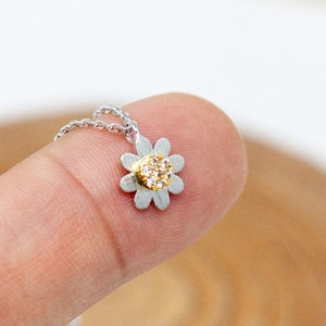 Flower charm necklace, Silver, Gold, Rose gold, Dainty necklace, Jewelry, Necklace, Flower, Birthday gift, Tiny charm necklace, Pendant image 3