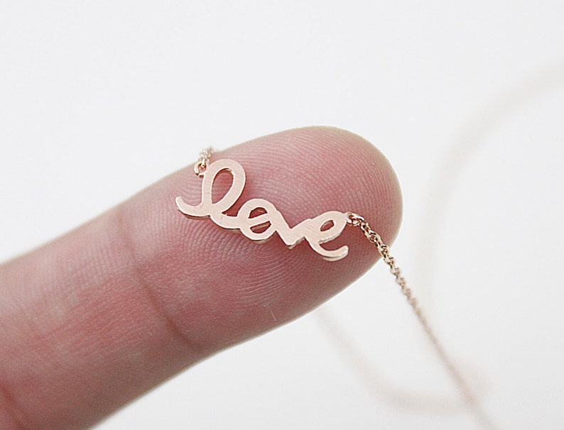 Love Charm Necklace Bridesmaid Gift Necklace. Tiny Love Necklace Simple Love Pendant Necklace