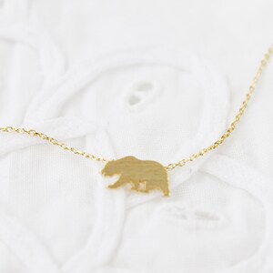 Tiny Gold Bear Pendant Necklace . Tiny Charm Necklace Dainty and Simple Necklace Birthday Gift image 7